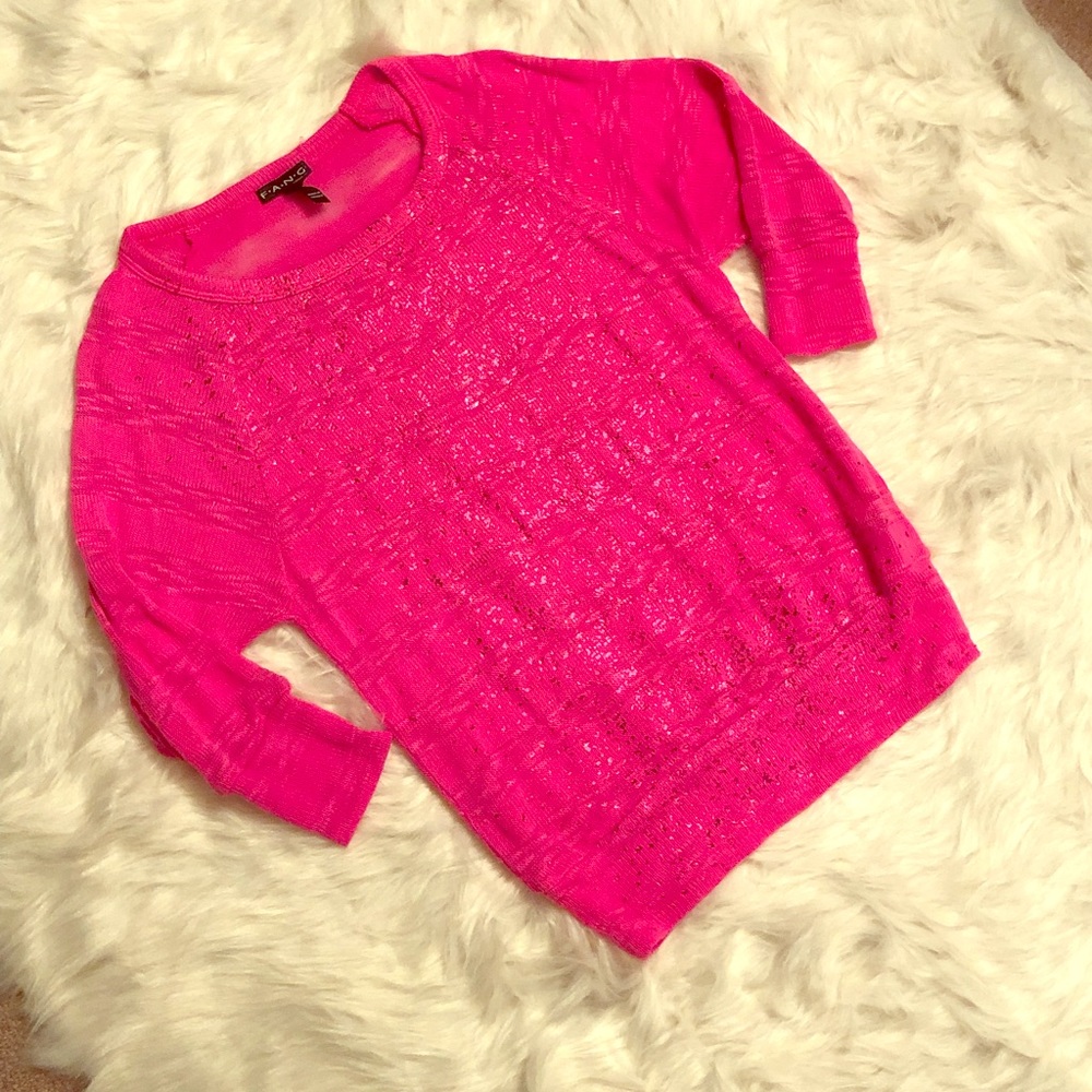 3/4 Length Sleeve Hot Pink Sweater